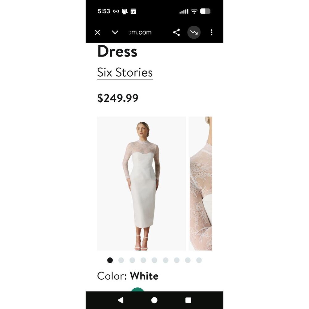 NWT Wedding Six Stories Lace Sleeve Midi Dress White Size 12
